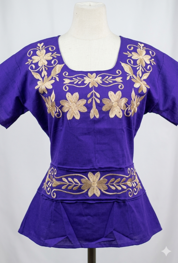 camisa mexicana morado Amatista Real
