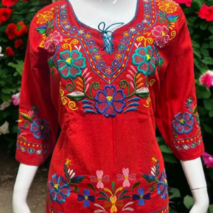 camisa mexicana roja Corazón de México