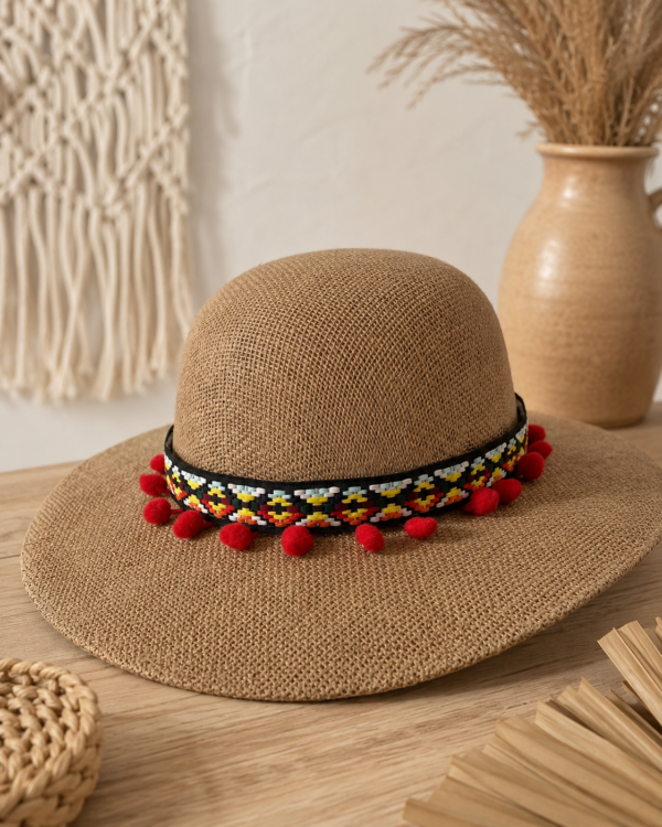 pava yute bolas rojas Pava en Yute con Pompones Rojos