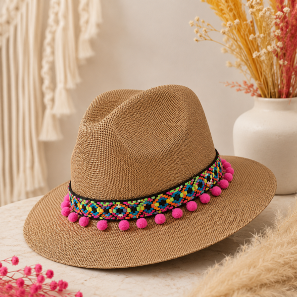 sombrero mujer yute Sombrero Fedora Bohemia en Yute