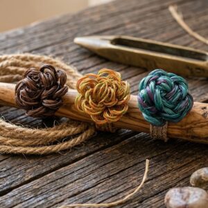 Anillos de Flor Tejida a Mano en Fique Natural