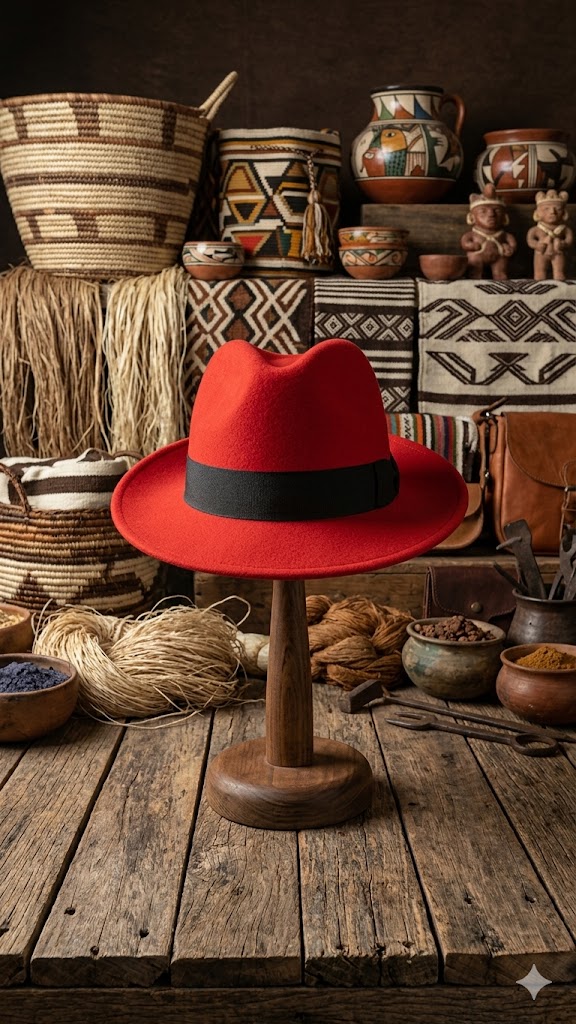 Gardeliano negro rojo,gris claro y beige 42 Sombrero Artesanal Gardeliano