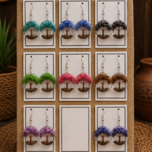 Aretes Artesanales Árbol de la Vida en Resina