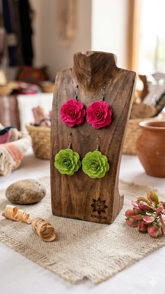 aretes artesanos 26 Aretes de Fique Jardín Tropical