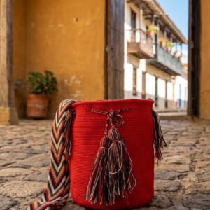 mediana 80 mochila Mochila de Inspiración Wayuu Rojo Carmín