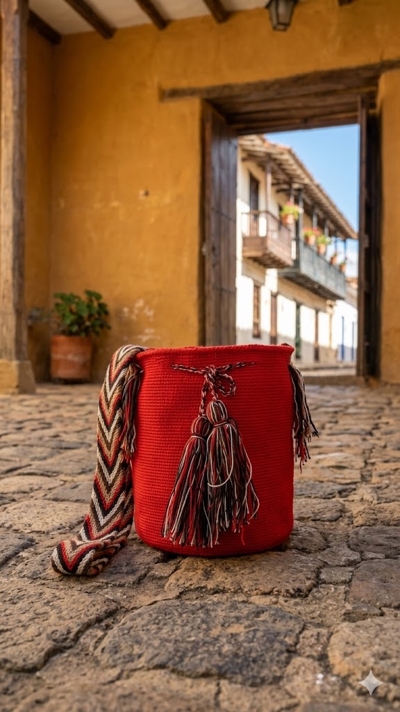 Mochila de Inspiración Wayuu Rojo Carmín
