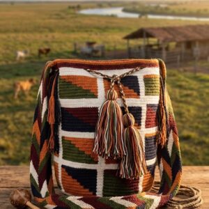 Mochila Teñida Wayúu Coral Fuego