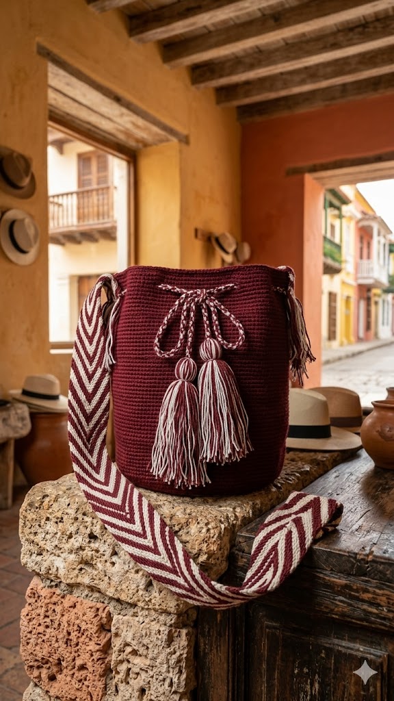 Mochila de Inspiración Wayuu Vino Tinto