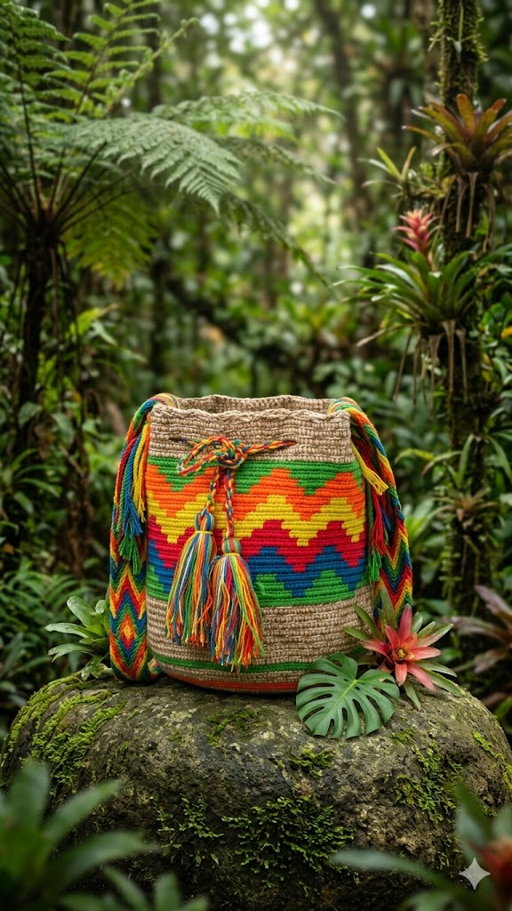 Mochila Teñida Wayúu Arcoíris