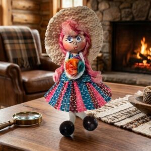 muñeca 18 Muñeca Artesanal de Vuelo Turquesa y Rosa