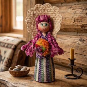 Muñeca Decorativa de Autor Violeta y Oliva