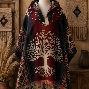 Poncho Artesanal El Árbol de la Vida Andino