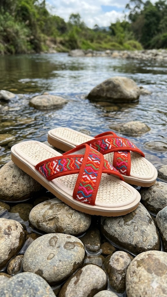 Sandalias Slide Terracota Étnica
