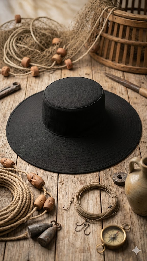 Sombrero Tipo Pescador de Ala Ancha Ébano